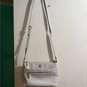 Anne Klein White Crossbody Bag with Gold Accents